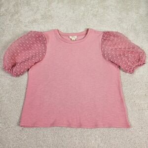 Maeve by Anthropologie‎ Pink Top Puff Sleeve Fairycore Blouse Women's Sz Large